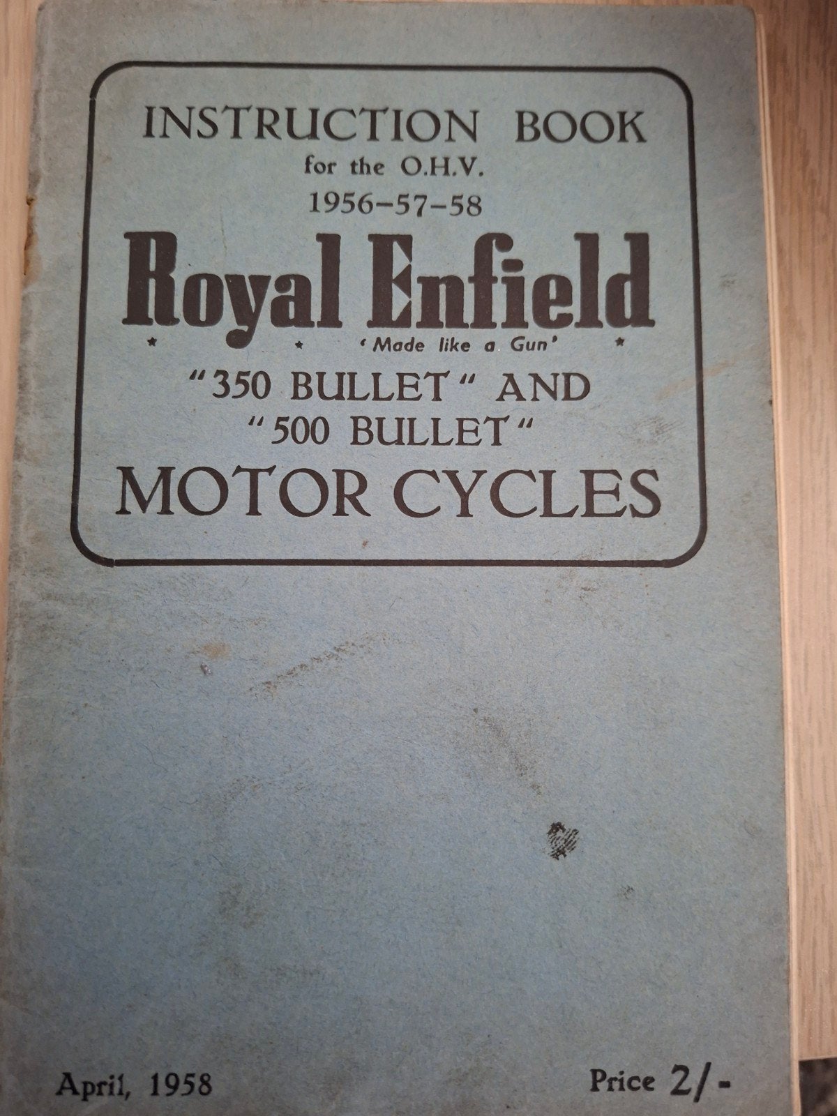 Royal Enfield Instructieboek 1956-58 - 350/500 Bullet, Ophalen of Verzenden