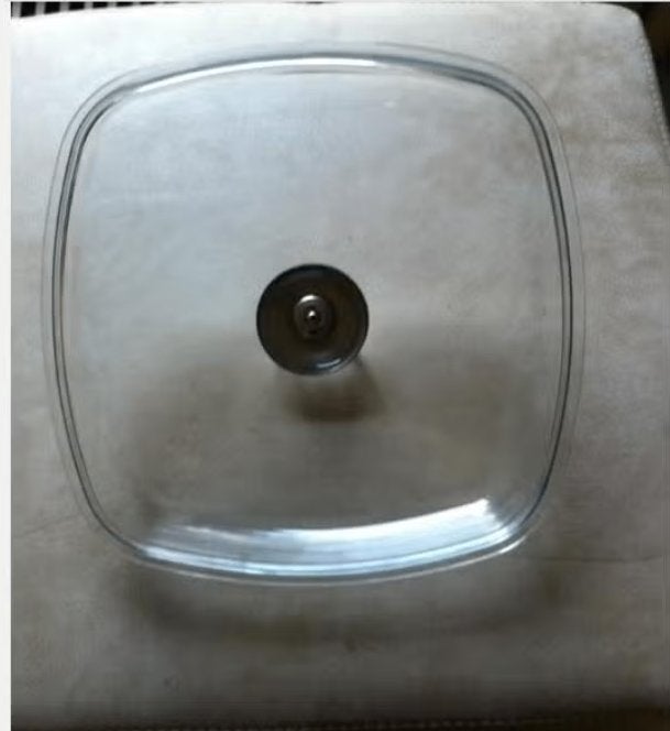 Pyrex glazen deksel met RVS knop 28 cm, Huis en Inrichting, Ophalen of Verzenden, Zo goed als nieuw, Glas, Overige typen