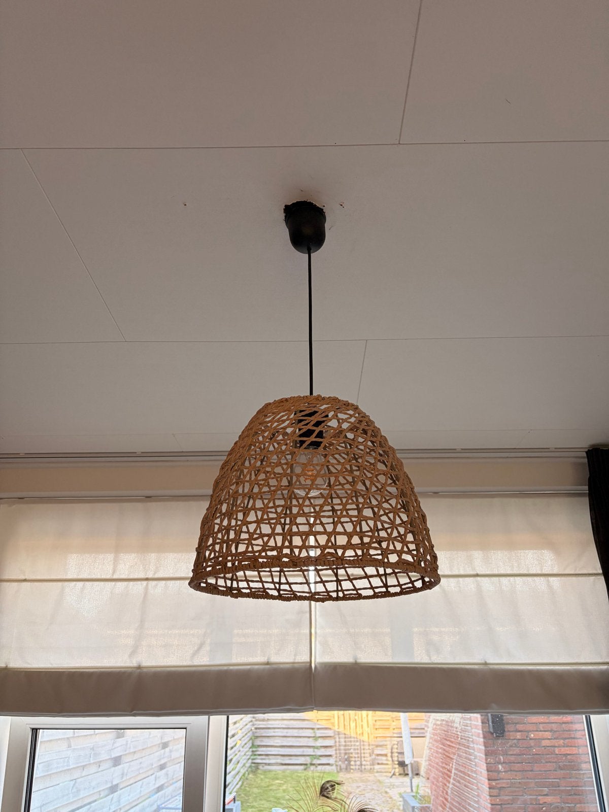 Rotan hanglamp - Bohemian stijl, Ophalen of Verzenden, Zo goed als nieuw, Overige materialen, Minder dan 50 cm