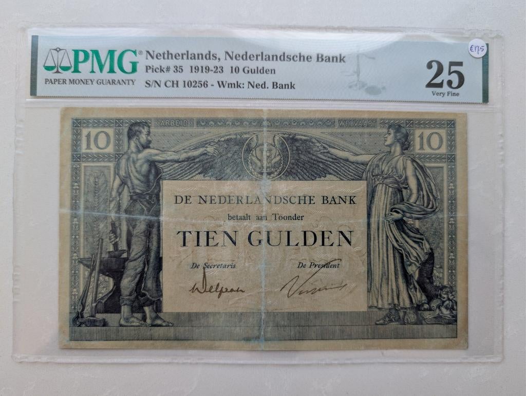 10 gulden 1919-1923 ZF PMG25 Pick35, Ophalen of Verzenden, 10 gulden, Los biljet