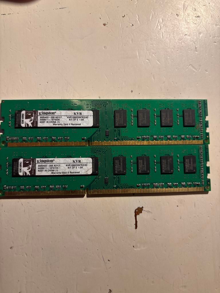 Kingston KVR1066D3N7K2/4G DDR3 RAM Geheugen (2x2GB), Computers en Software, RAM geheugen, Gebruikt, Server, DDR3, Ophalen of Verzenden
