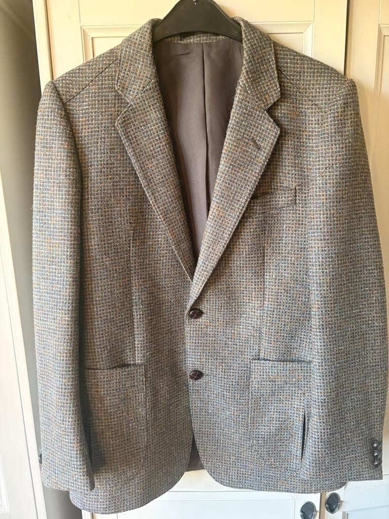 Unisex Colbert tweed / Harris tweed style Cowa 80% echt wol, Ophalen of Verzenden, Gedragen, Maat 52/54 (L), Grijs