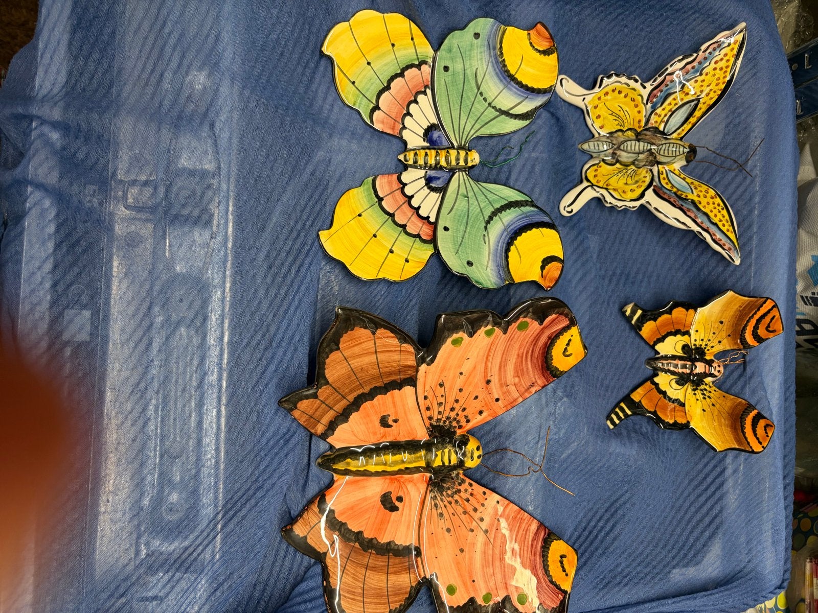 Set van 4 handgeschilderde keramische vlinders, Ophalen