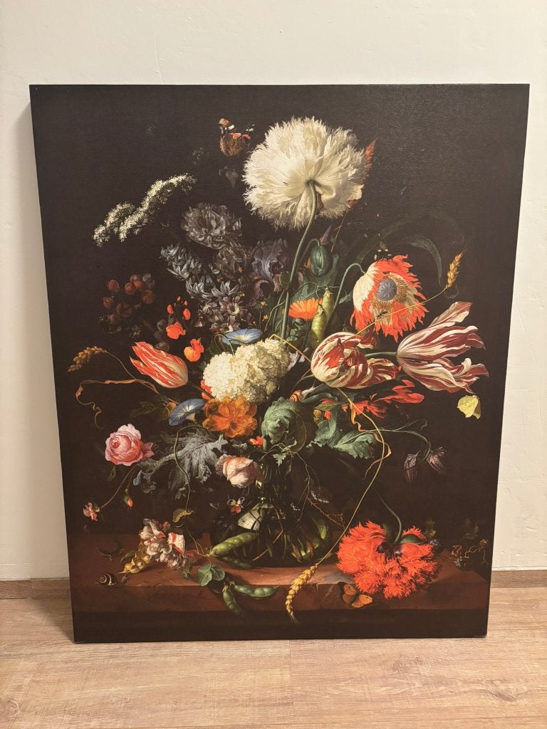 Groot Canvas Jan Davidsz. de Heem Bloemenstilleven 100x80, Ophalen, Zo goed als nieuw, Schilderij, 75 tot 100 cm
