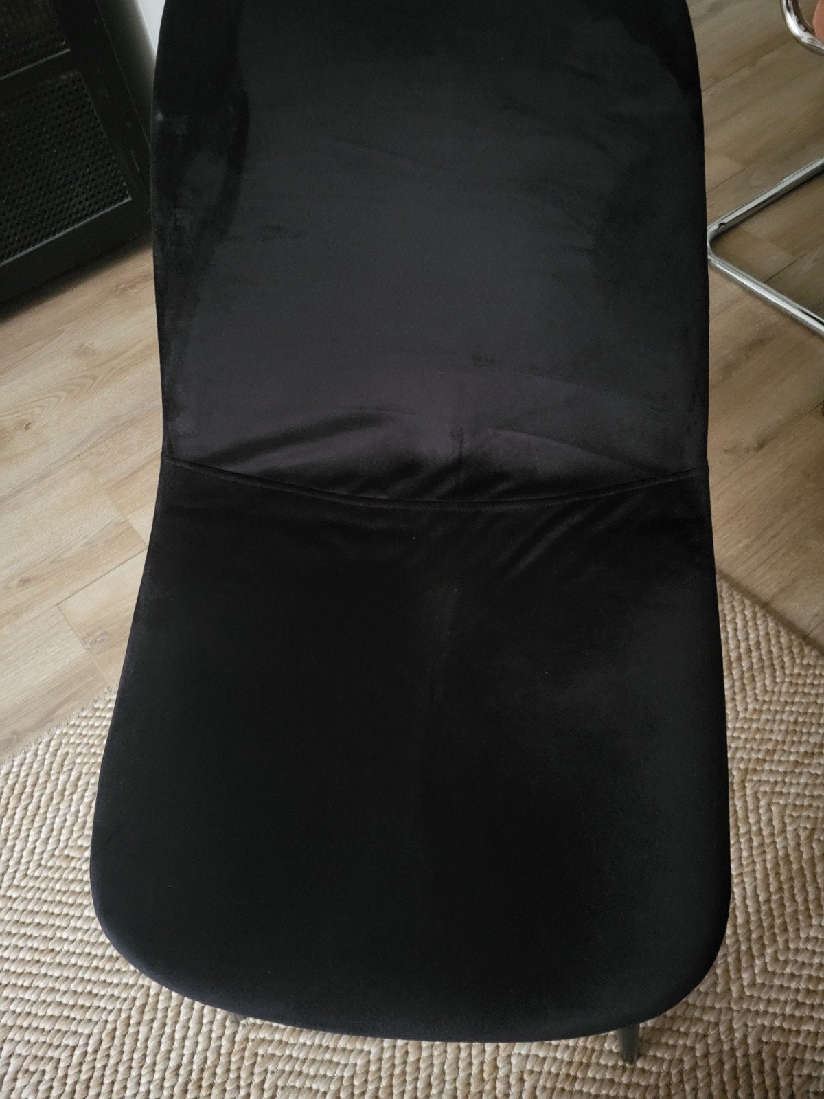Zwarte velours stoelen 4x, Ophalen, Zwart, Vier