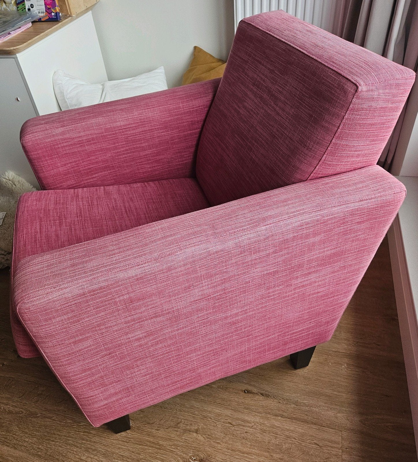 roze fauteuil / stoel, Huis en Inrichting, Banken | Sofa's en Chaises Longues, Gebruikt, Eenpersoons, 75 tot 100 cm, Ophalen of Verzenden
