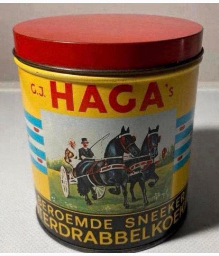 blik van G.J. HAGA’s beroemde Sneeker Boterdrabbelkoeken., Ophalen of Verzenden, Zo goed als nieuw, Koek(jes), Overige merken