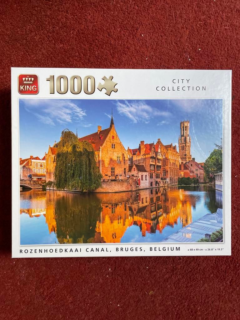 King Puzzel 1000 stukjes - Rozenhoedkaai Brugge, Ophalen of Verzenden, 500 t/m 1500 stukjes, Zo goed als nieuw, Legpuzzel