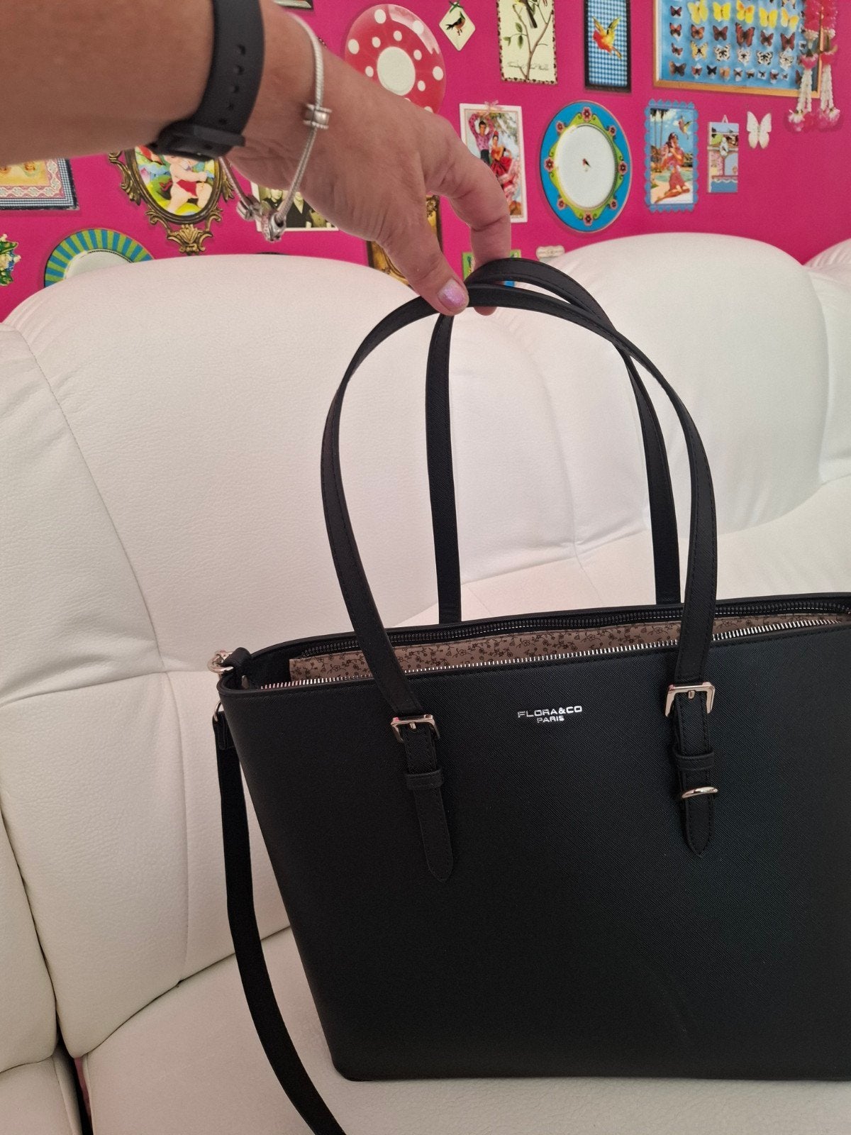 Flora & Co Paris Zwarte Handtas - Zo goed als nieuw, Sieraden, Tassen en Uiterlijk, Ophalen of Verzenden, Zo goed als nieuw, Zwart
