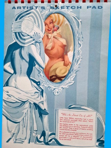 Ted WITHERS  🇺🇸 PIN-UP Calendar 1957 🔵 with envelope !, Personages en Fantasiefiguren, Origineel, Ophalen of Verzenden, Lithografie