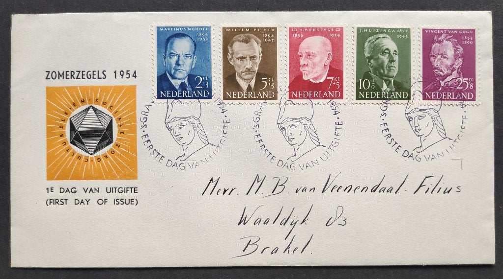 Eerstedagenvelop E16 Zomer 1954, Postzegels en Munten, Postzegels | Eerstedagenveloppen, Verzenden, Beschreven, Nederland