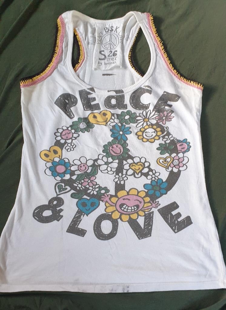 Top Peace & Love XS, Kleding | Dames, Wit, Zo goed als nieuw, Zonder mouw, Maat 34 (XS) of kleiner