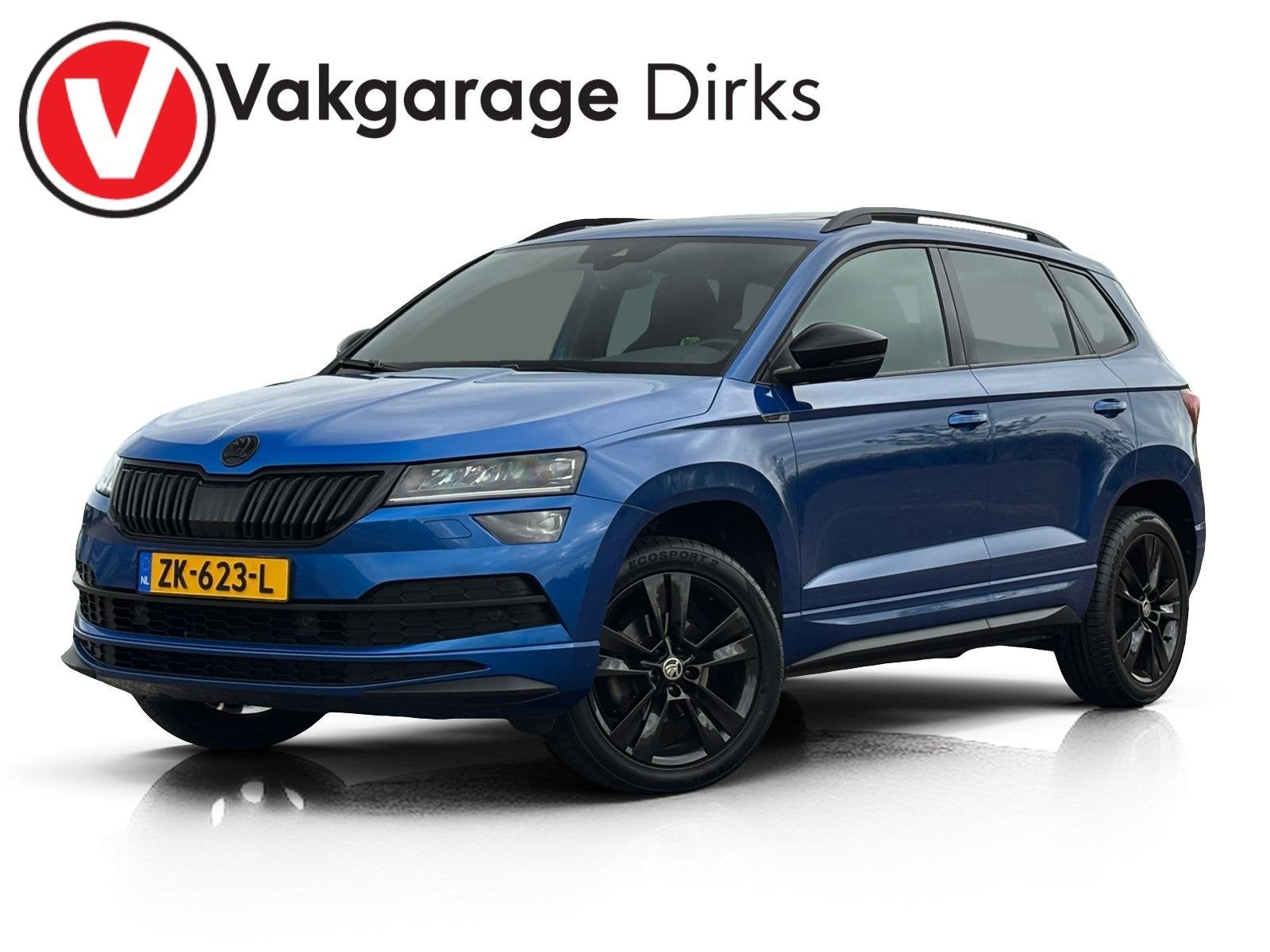 Skoda Karoq 1.5 TSI DSG7 Sportline ✅ Pano ✅ LED ✅ ACC, Stof, 4 cilinders, 150 pk, Blauw