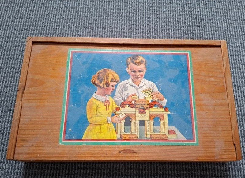 Vintage Houten Bouwblokken Set in Originele Doos, Ophalen of Verzenden, Nieuw, Overige typen