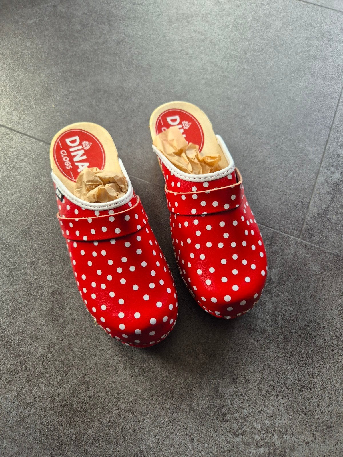 Zweedse klompen - Rood met stip - Dina Clogs, Kleding | Dames, Overige typen, Nieuw, Ophalen of Verzenden, Dina Clogs