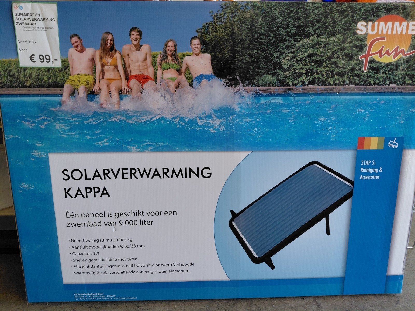 Solarverwarming voor zwembad, Ophalen, Nieuw