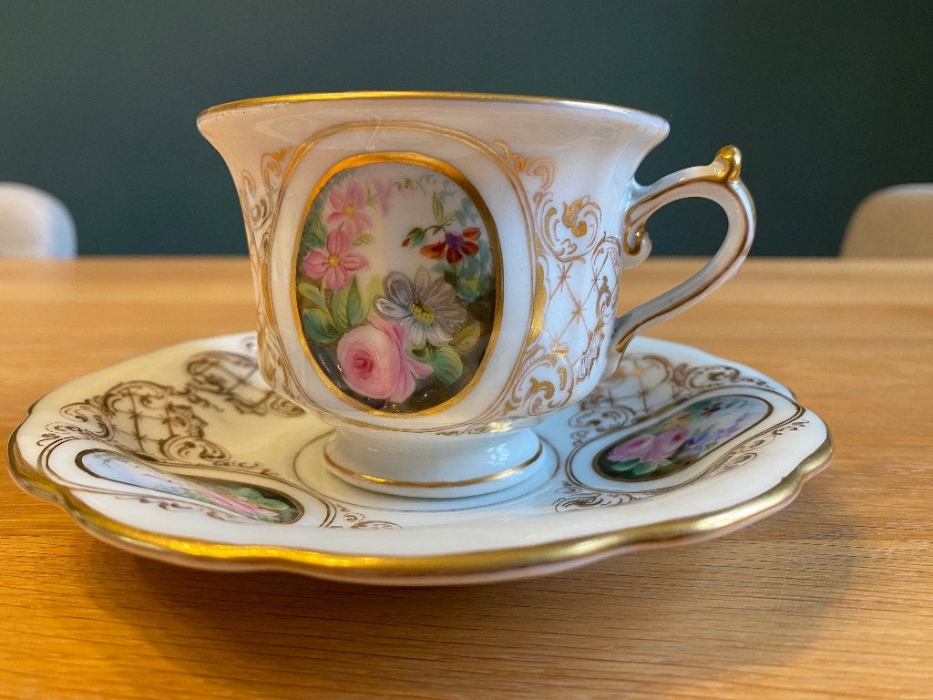 antiek servies theekopje kop en schotel, Ophalen of Verzenden