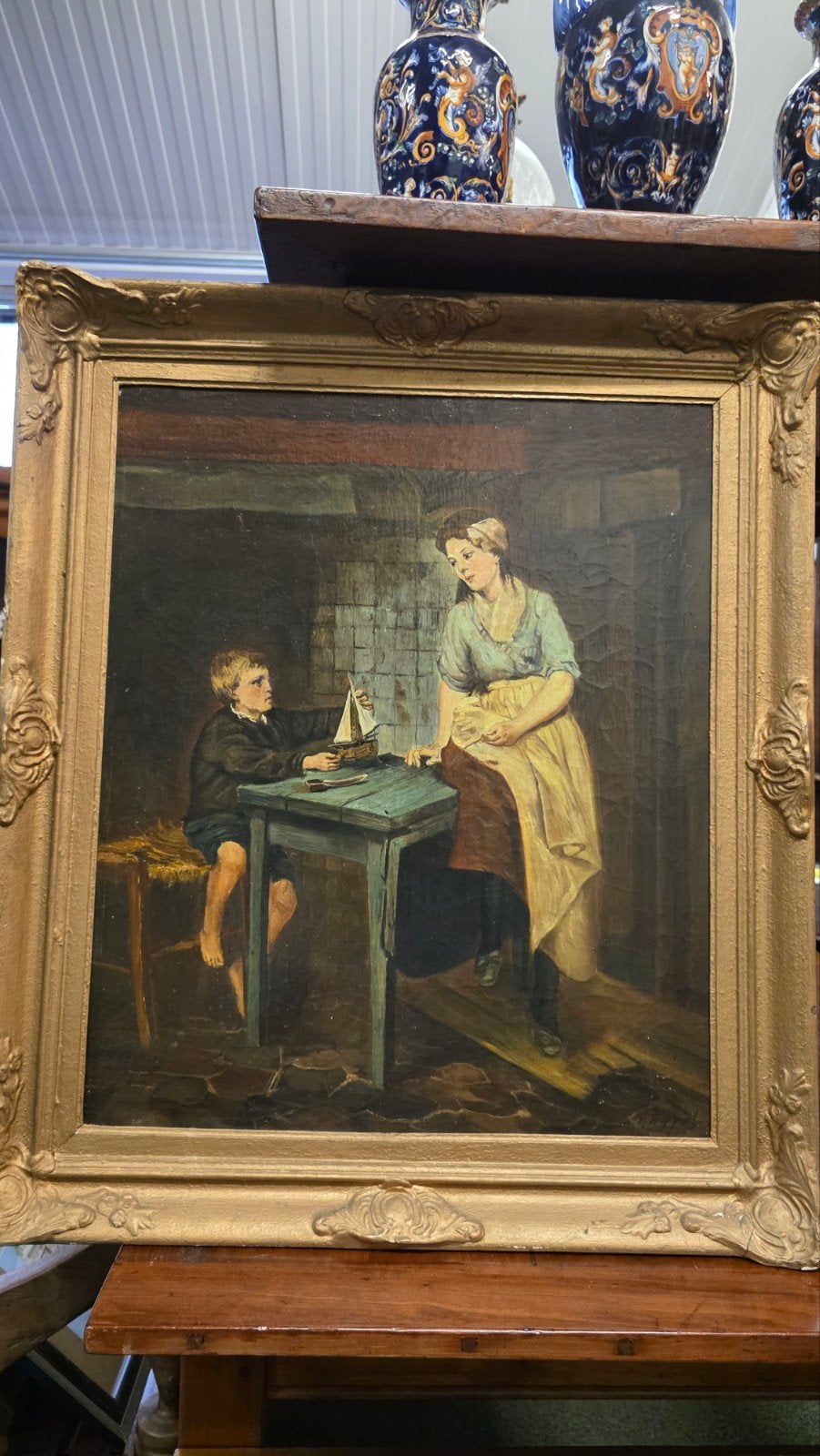 mooi groot vroeg antiek schilderij, Ophalen