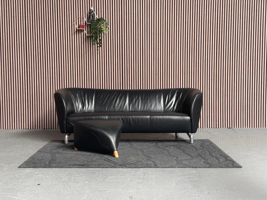 GRATIS LEVERING Leolux Pupilla Bank + Poef 212x90 GEREINIGD, Driepersoons, Ophalen of Verzenden, Zo goed als nieuw, Rechte bank