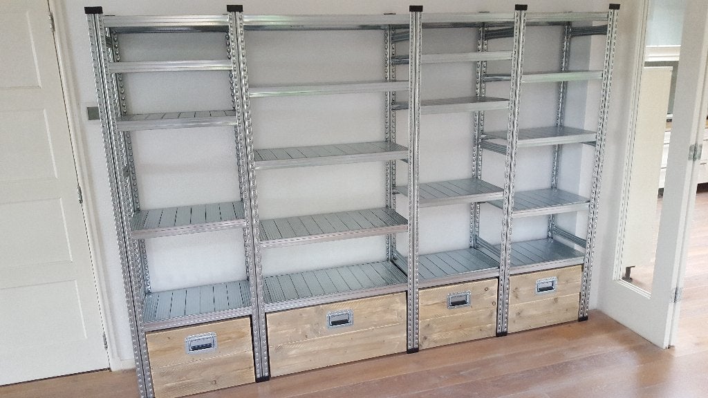 Unieke industriele ladekast in elke maat en vorm van staal, Ophalen, 100 tot 150 cm, 200 cm of meer, Nieuw