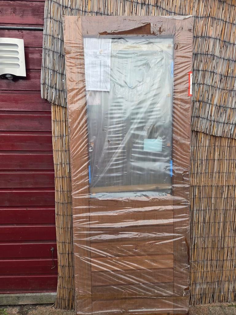 Hard houten deur, Ophalen, Glas, Buitendeur, 200 tot 215 cm