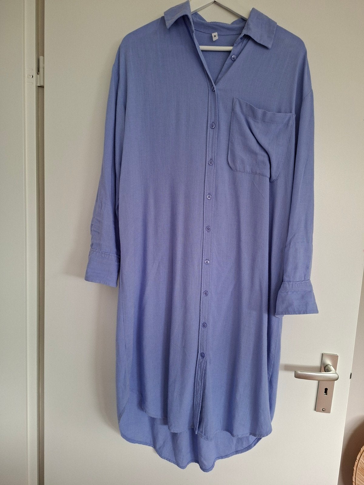 Hema linnen-viscose overhemdjurk maat S, Blauw, Ophalen of Verzenden, Zo goed als nieuw, Maat 36 (S)