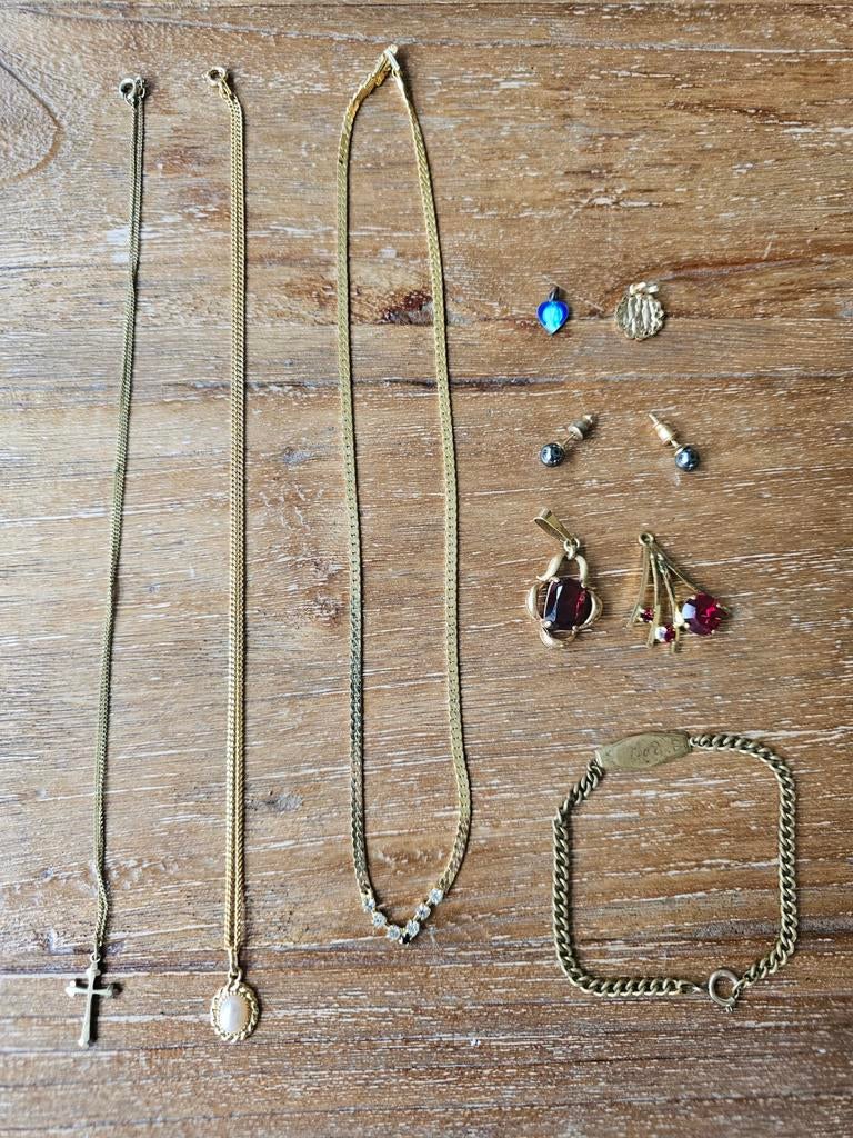 Diverse sieraden: kettingen, armband, hangers, oorbellen, Sieraden, Tassen en Uiterlijk, Kettingen, Ophalen of Verzenden, Gebruikt