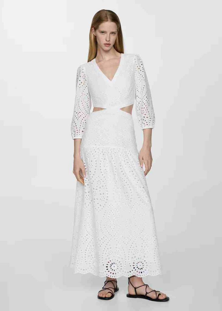 NIEUW! Mango crochet maxi jurk wit katoen cut out, Ophalen of Verzenden, Nieuw, Maat 38/40 (M)