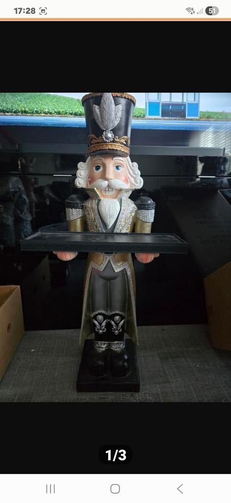 Notenkraker beeld met dienblad - Decoratief en uniek, Meerkleurig, Nieuw, Kunststof, Ophalen of Verzenden
