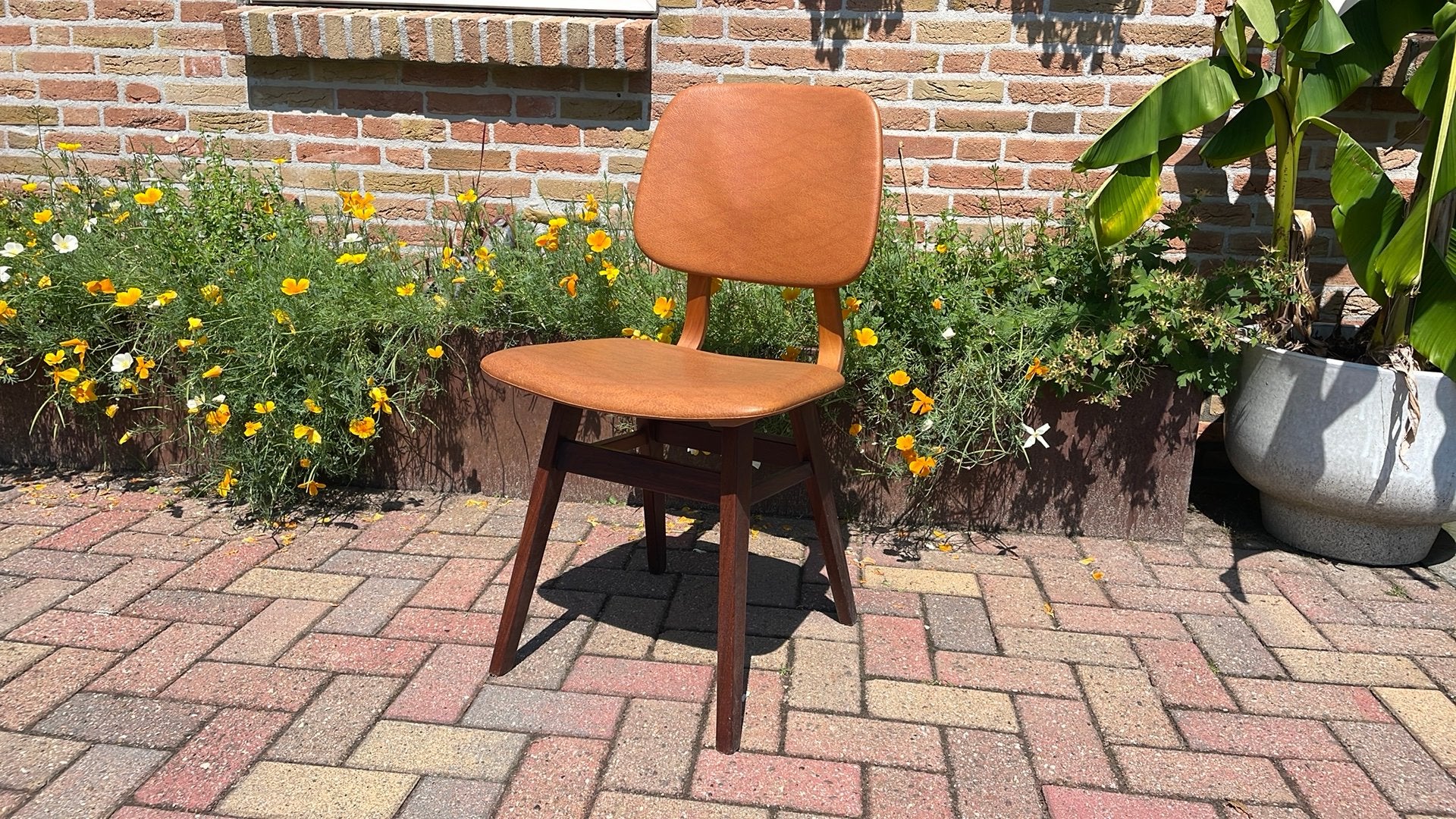 Vintage deense stoel,stoel,cees braakman,louis van teeffelen, Huis en Inrichting, Stoelen, Ophalen, Zo goed als nieuw, Eén, Leer