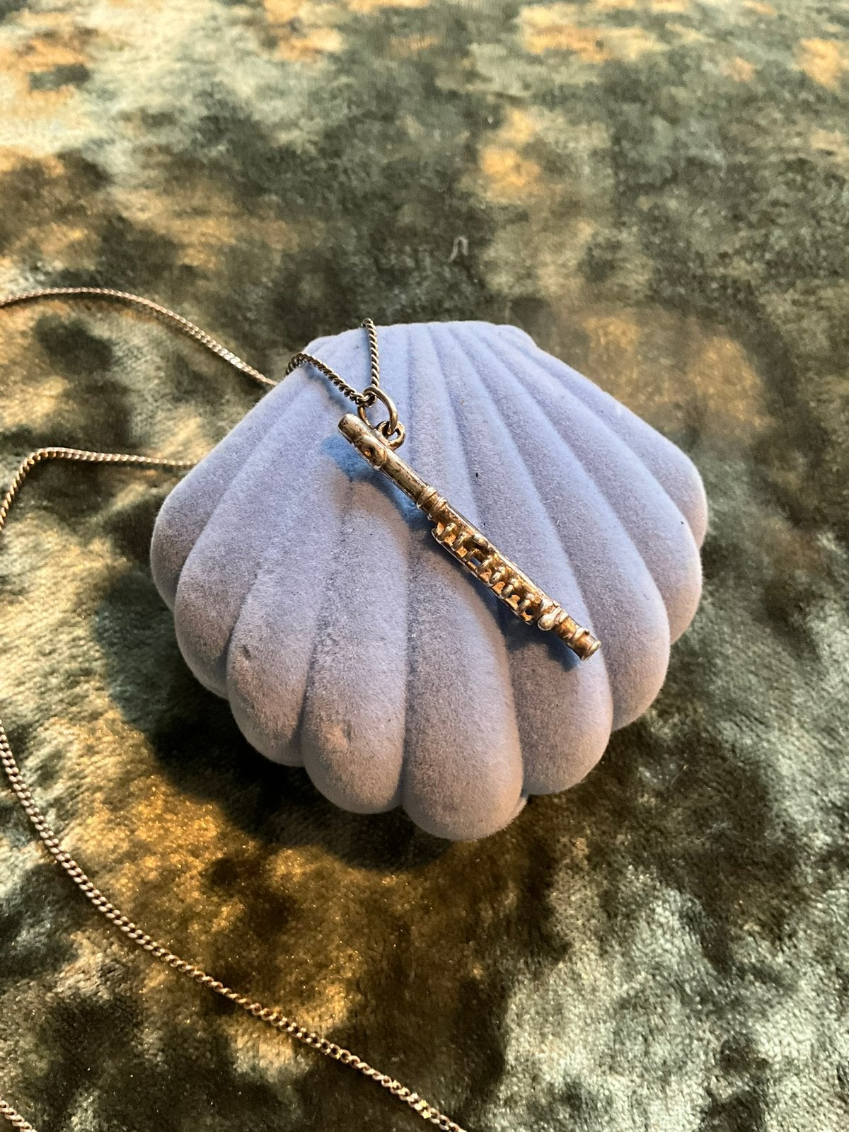 Zilveren ketting met 925 zilveren bedel hanger dwarsfluit, Met hanger, Gebruikt, Ophalen of Verzenden, Zilver