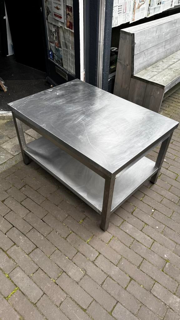 Rvs woktafel/ werktafel 100x70, 100 liter of meer, Ophalen of Verzenden, Zo goed als nieuw, Transportkar
