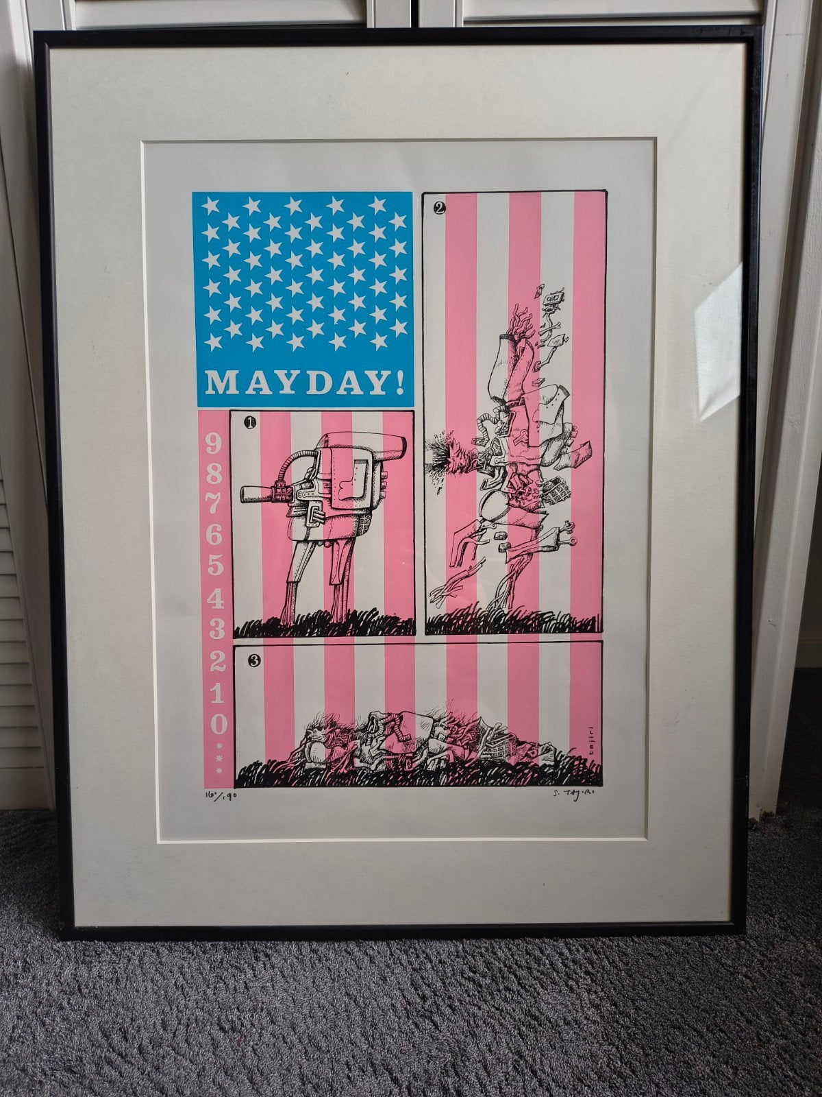 Originele handgesigneerde zeefdruk "Mayday" – Shinkichi Taji, Antiek en Kunst, Kunst | Litho's en Zeefdrukken, Personages en Fantasiefiguren