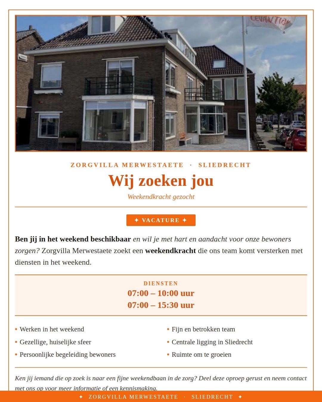 Vacature verzorgende ig, Vanaf 1 jaar