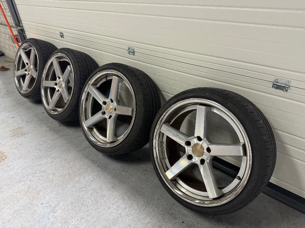 BMW Velgenset 19 inch Stance SC5 Silver polished +Merkbanden, Auto-onderdelen, Gebruikt, Banden en Velgen, Personenwagen, Ophalen