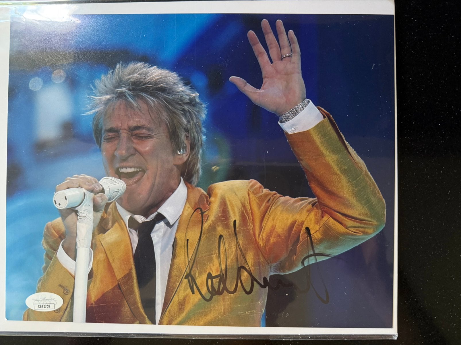 Gesigneerde foto Rod Stewart (JSA gecertificeerd), Ophalen of Verzenden, Nieuw, Foto of Kaart