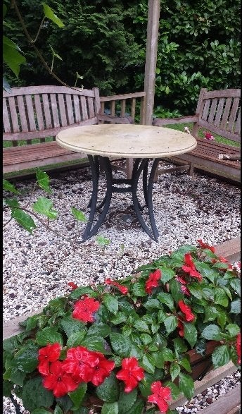 stenen tuintafel, Tuin en Terras, Ophalen, Gebruikt, Rond, Overige materialen