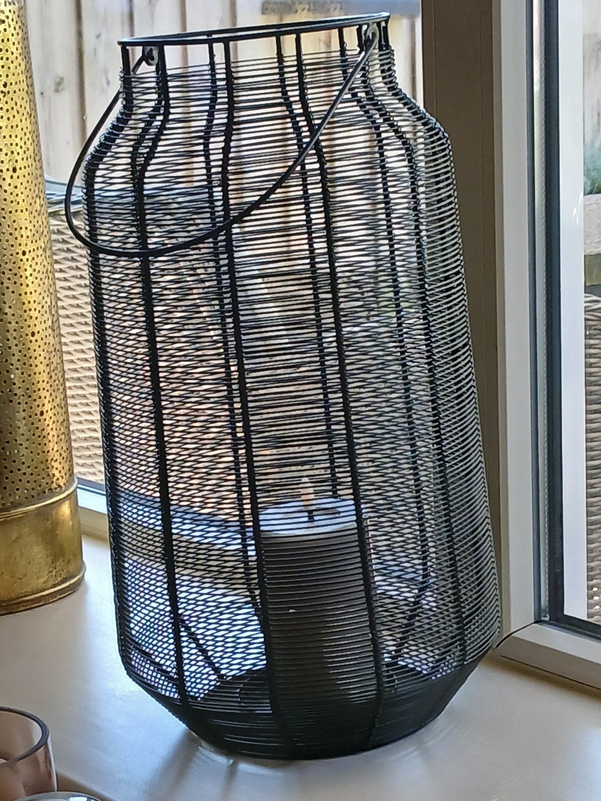 zwart windlicht zgan.              Ophalen in Hoogvliet, Huis en Inrichting, Woonaccessoires | Kandelaars en Kaarsen, Ophalen