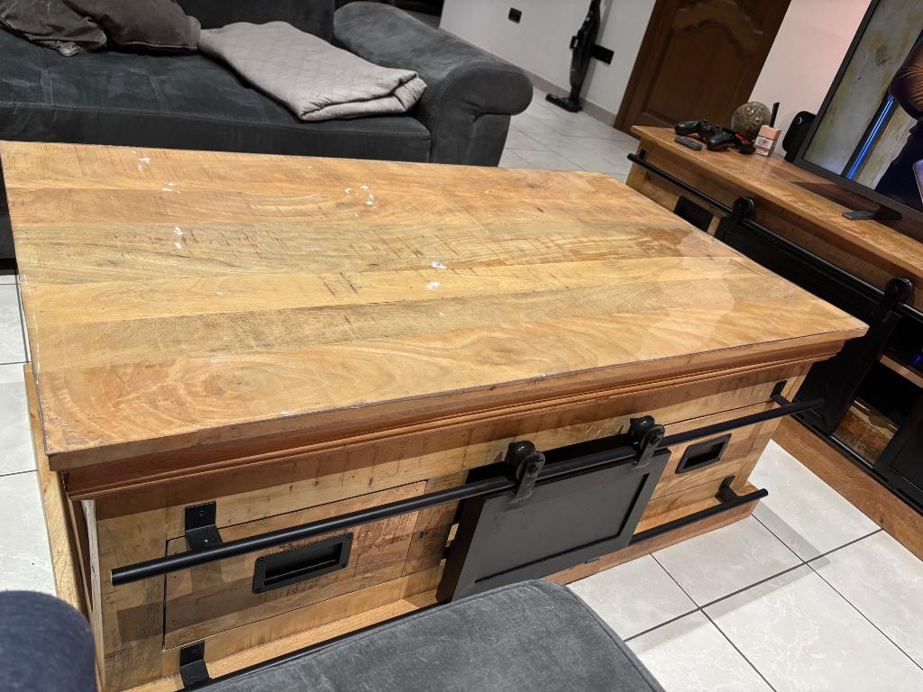Salontafel mangohout, Ophalen, 100 tot 150 cm, 50 tot 100 cm, Zo goed als nieuw