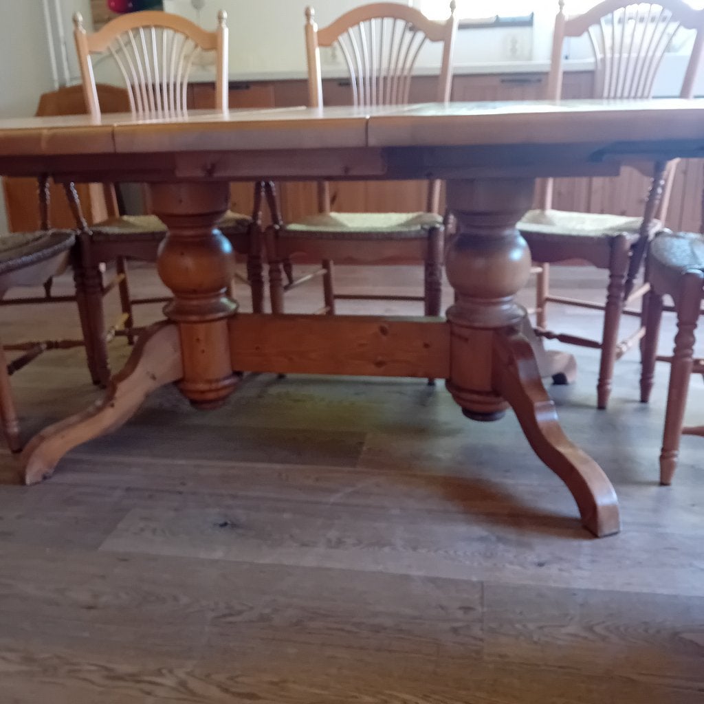 Te koop: eethoek met 8 leren stoelen en ovale tafel., Huis en Inrichting, Complete eetkamers, Ophalen, Gebruikt, 8 stoelen of meer