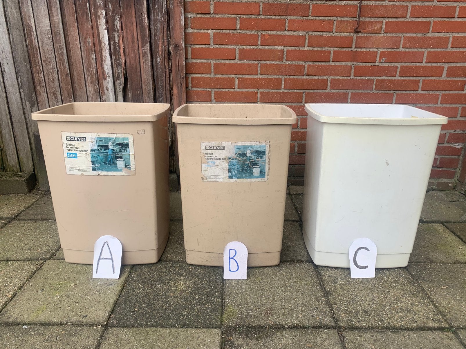 Diverse afvalemmers met of zonder deksel,50/35 ltr, 40 liter of meer, Ophalen, Zo goed als nieuw, Kunststof