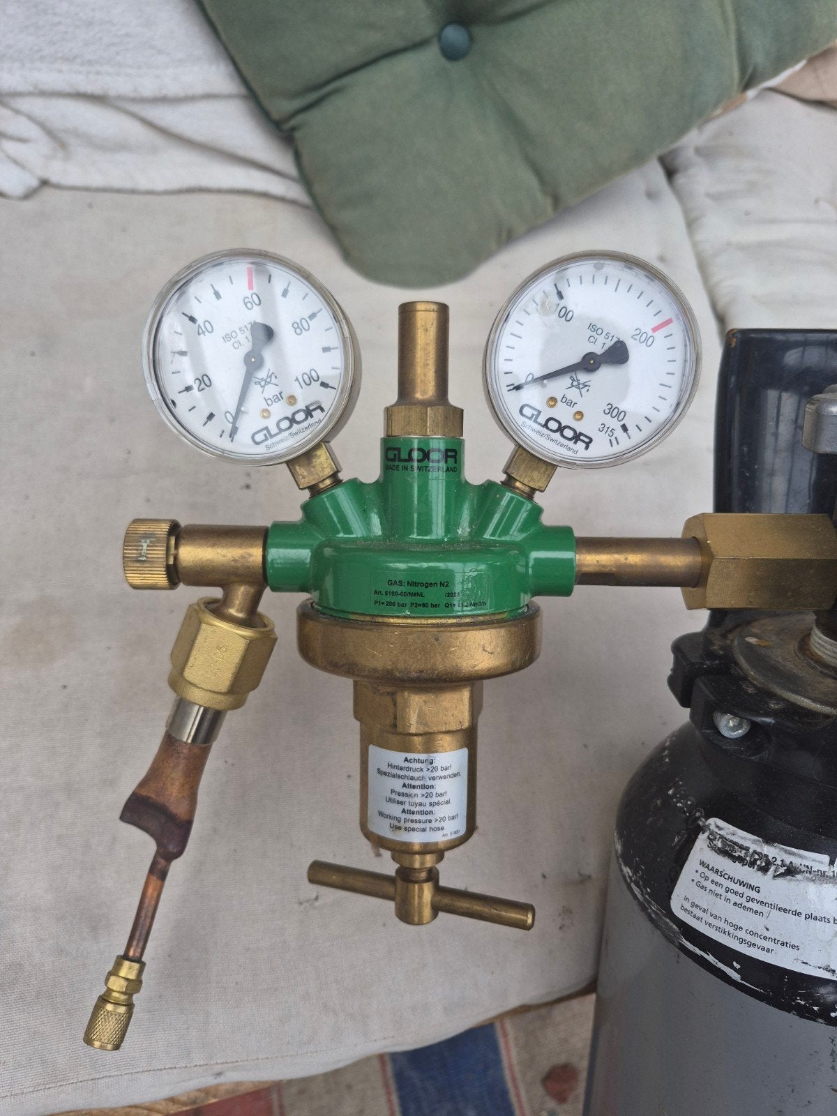 Gloor CO2/Stikstof reduceerventiel met gasfles, Doe-het-zelf en Verbouw, Ophalen, Gebruikt, Co2