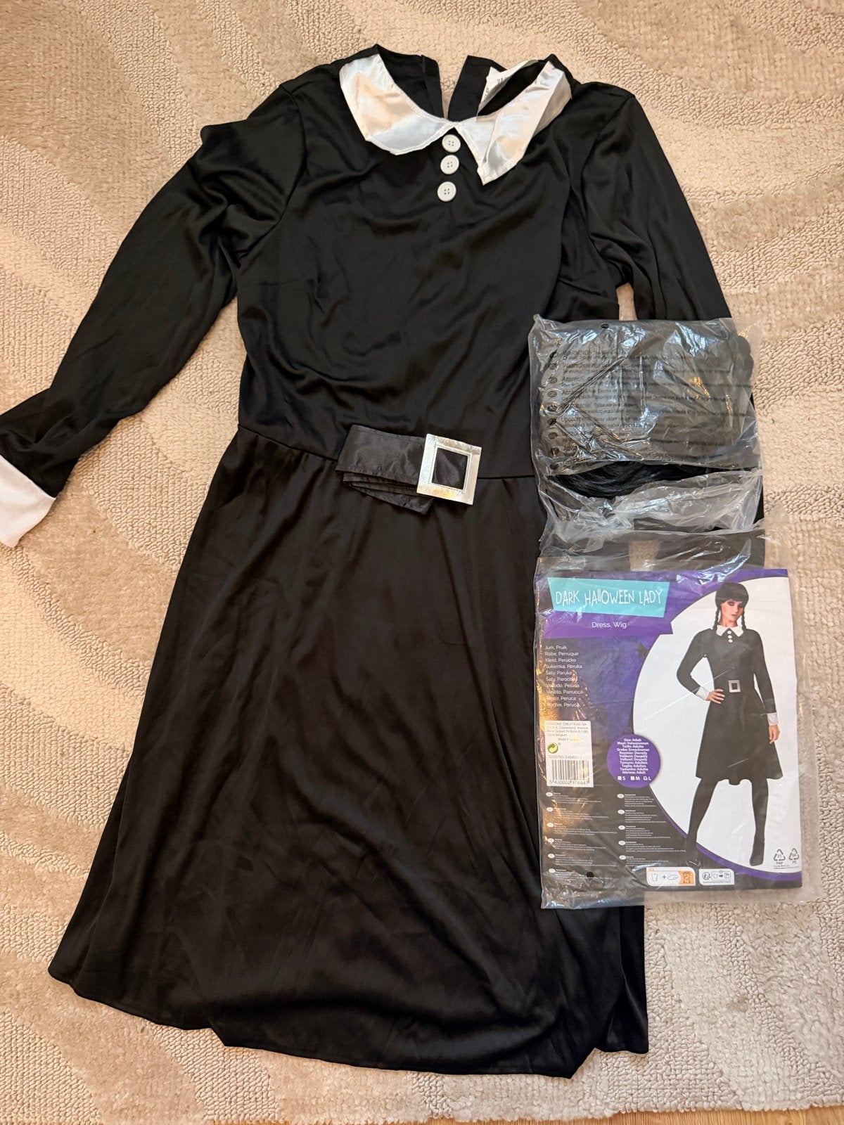 Halloween kostuum Woensdag Addams (Dark Halloween Lady), Kleding | Dames, Maat 42/44 (L), Nieuw, Ophalen of Verzenden, Halloween