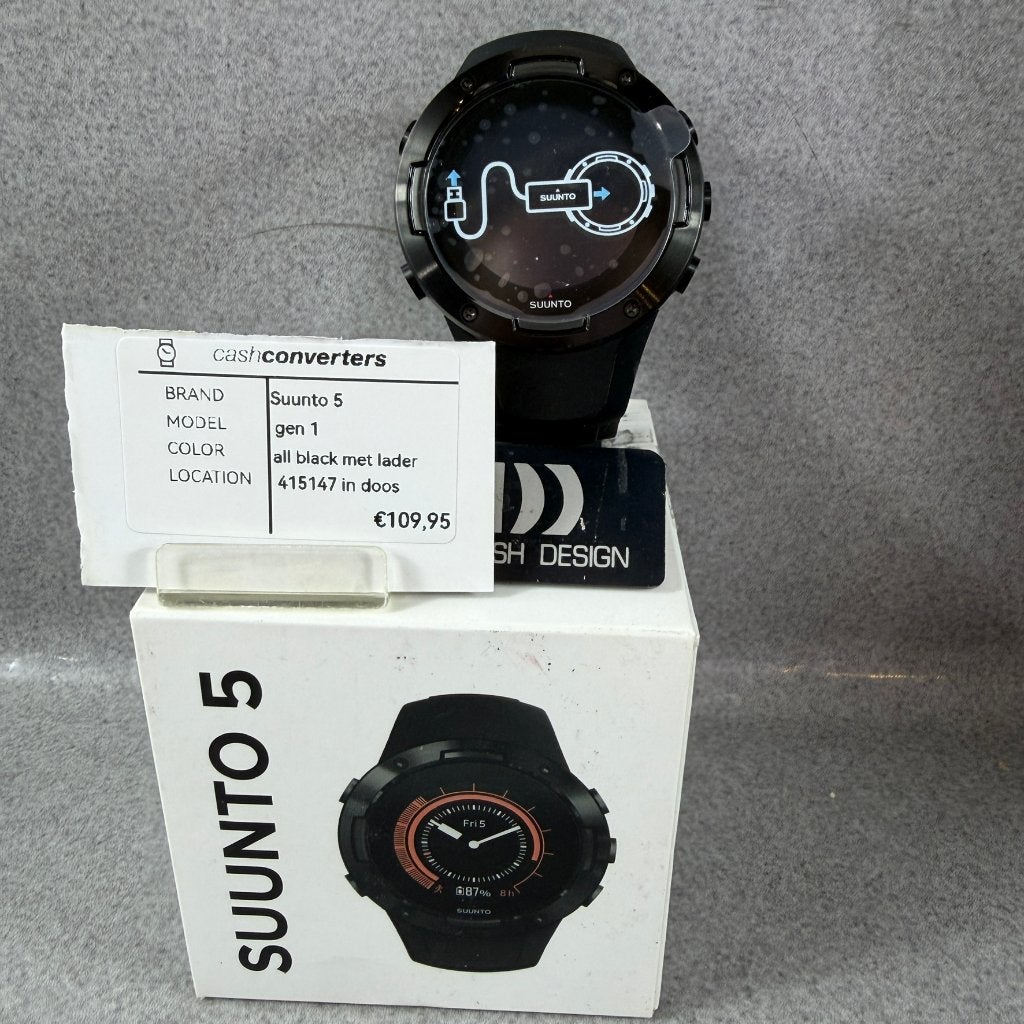 Suunto 5 All Black Sporthorloge met Hartslagmeter | 415147, Gebruikt, Stappen, Zwart, Ophalen of Verzenden