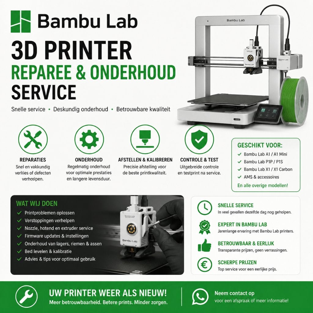 bambu lab 3d printer repareer en onderhoud  service, Computers en Software, 3D Printers, Ingebouwde Wi-Fi, Bambu labs, Ophalen of Verzenden