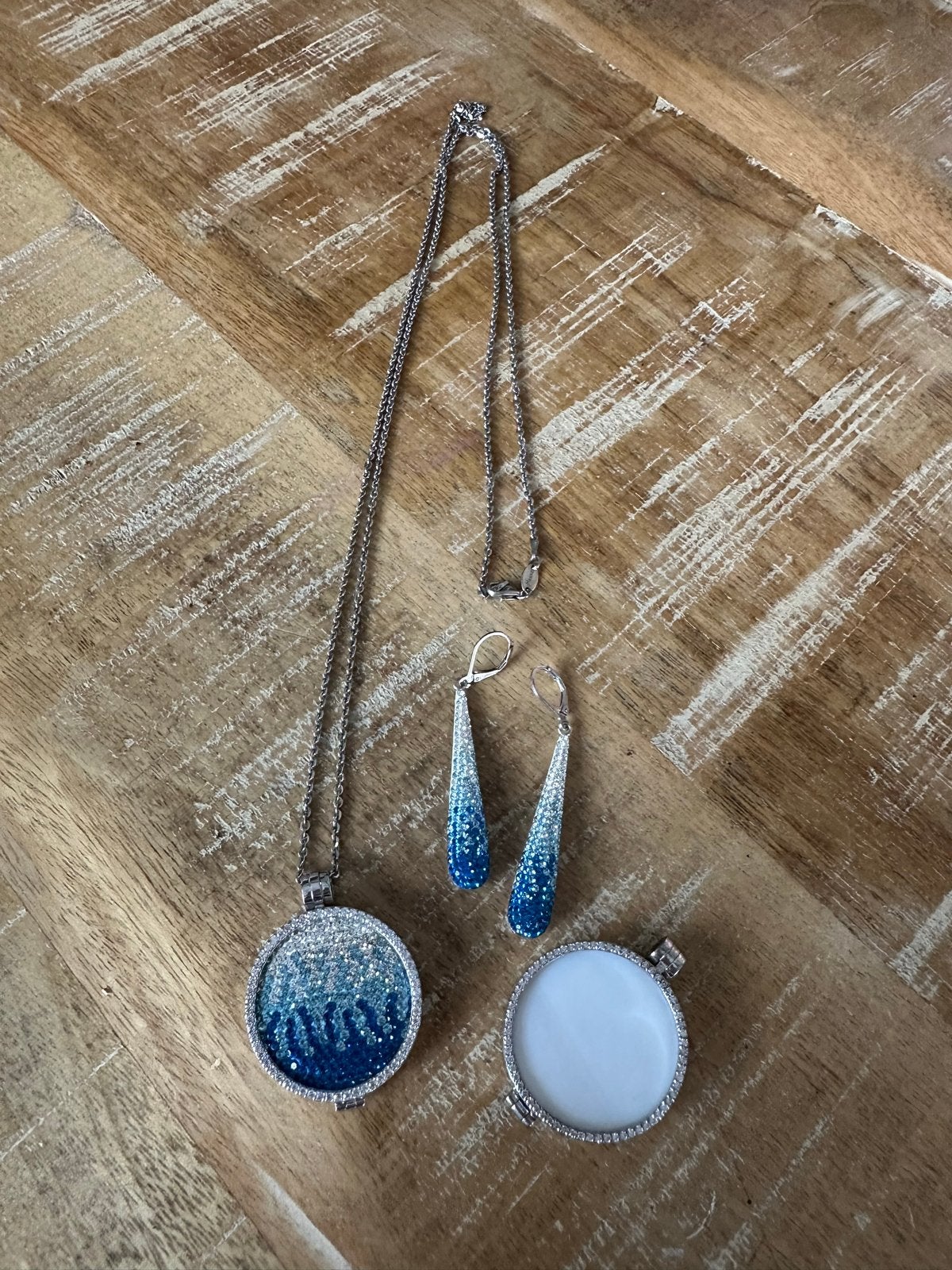 MY iMenso sieradenset - zilver & blauw kristal, Met hanger, Blauw, Ophalen of Verzenden, Zo goed als nieuw