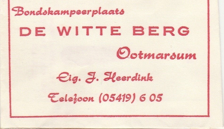 Bonds kampeerplaats De Witte Berg Ootmarsum - J Heerdink, Ophalen of Verzenden