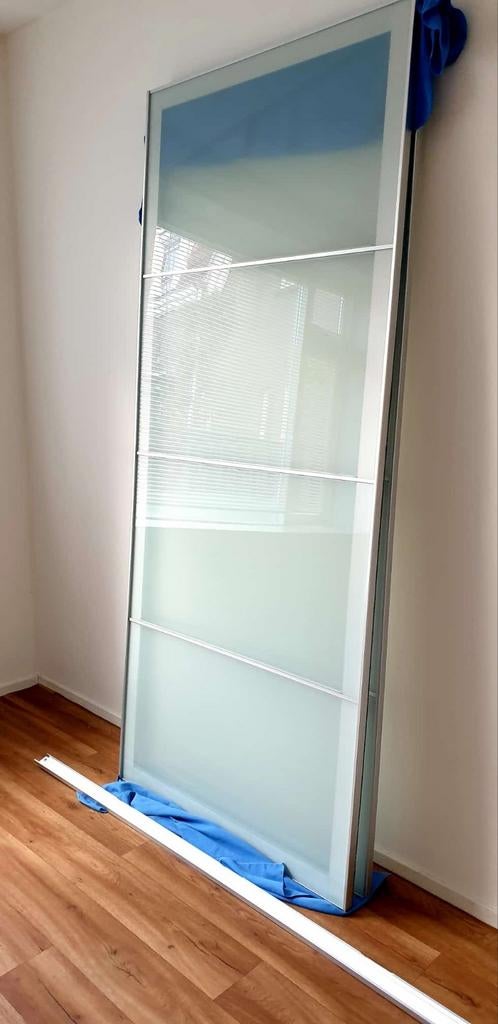 Ikea PAX Melkglazen Schuifdeuren voor kast 200x236 cm, Gebruikt, 215 cm of meer, Binnendeur, Schuifdeur