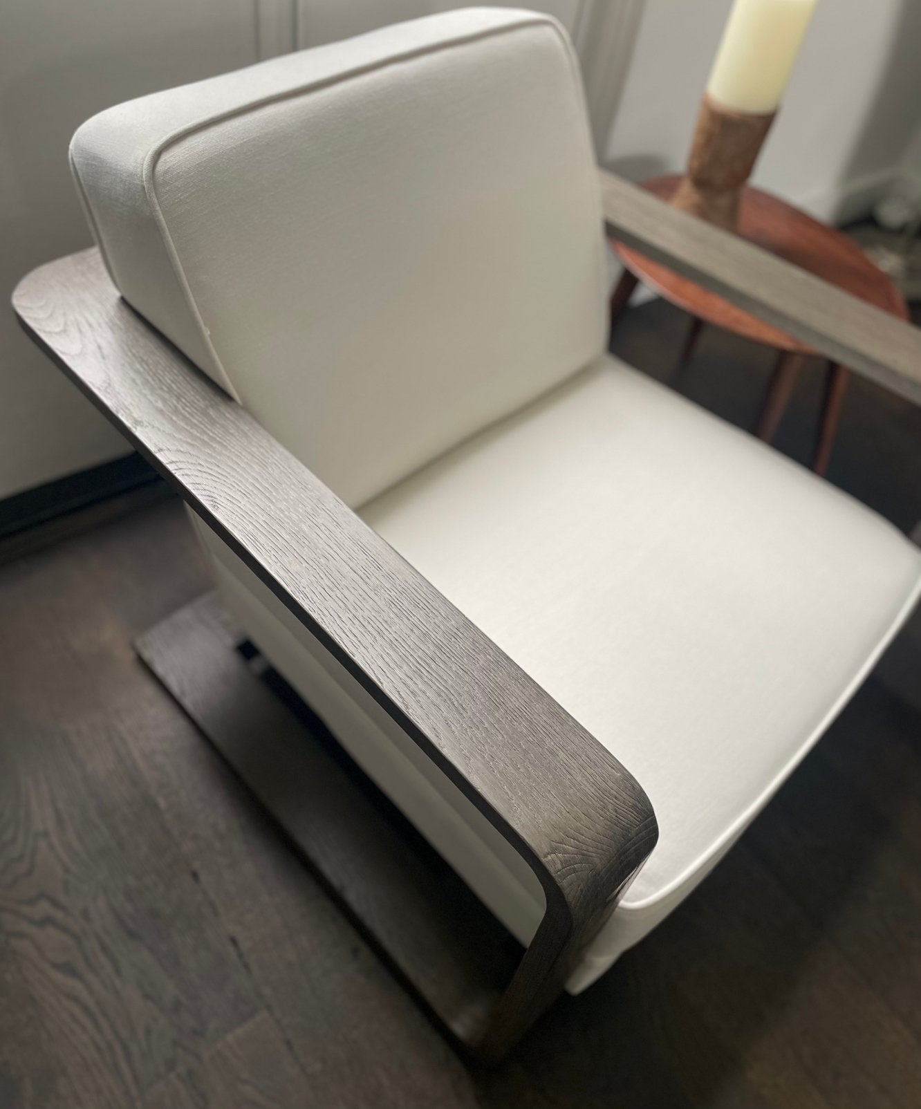 Fauteuil van YaYa home yaya stoel, hout, stof, wit, bruin, Huis en Inrichting, Ophalen, Yaya, Minder dan 75 cm, Nieuw