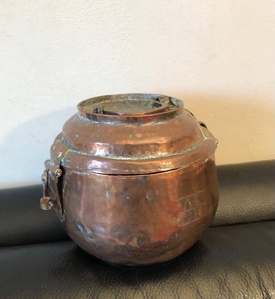 Antieke koperen pot met deksel – 19e eeuw, Antiek en Kunst, Ophalen of Verzenden, Koper